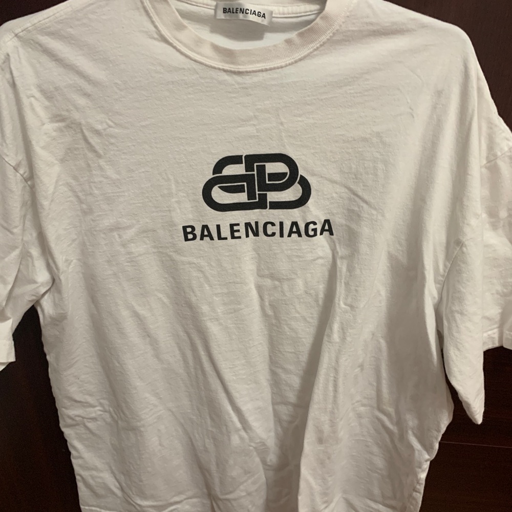 Balenciaga White T-Shirt with Black Logo